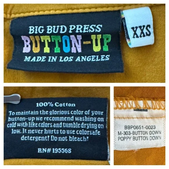 Big Bud Press Paintstamp Daisy Button Up Shirt in Spicy Mustard - Picture 7 of 9